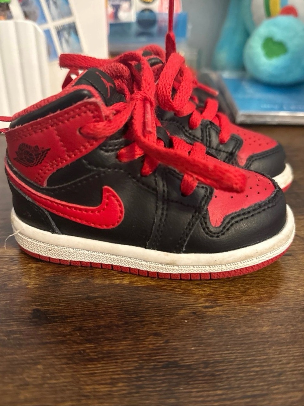 Jordan Kids Black and Red High-Top Sneakers